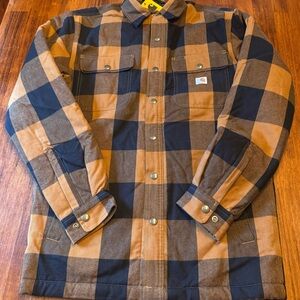 Carhartt Men's Black and Brown Fleece Lined Flannel Shirt Jacket